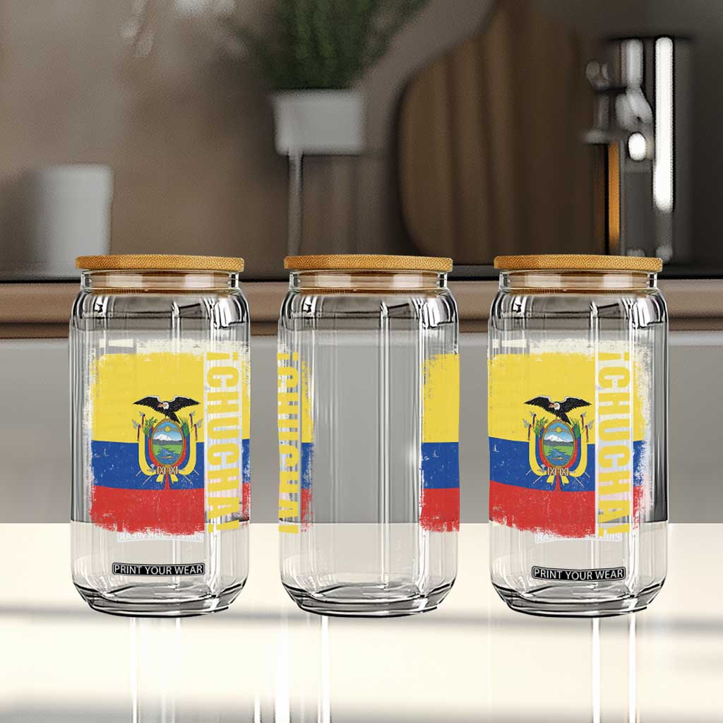 Chucha Funny Ecuadorian Slang Vintage Ecuador Flag Glass Can