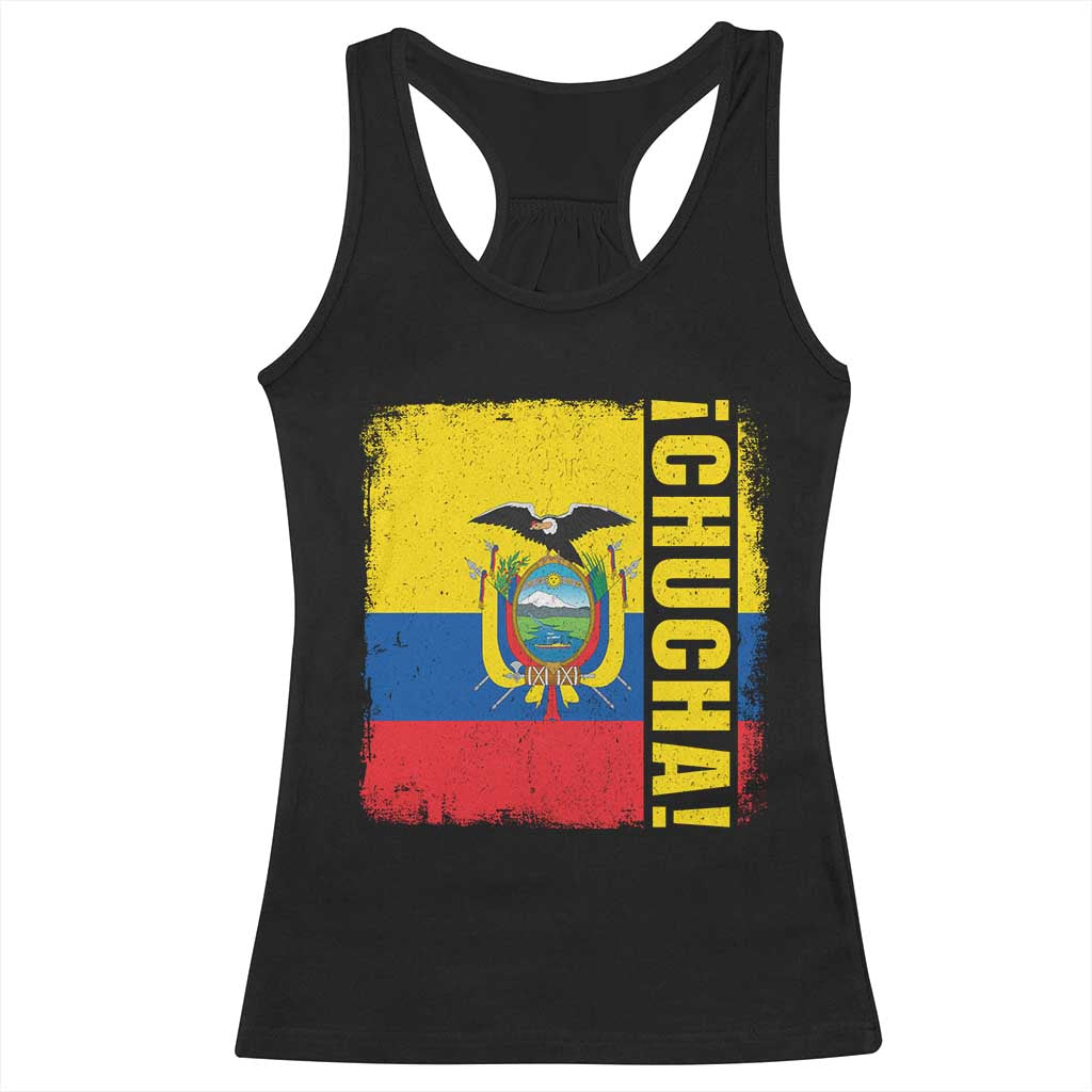 Chucha Funny Ecuadorian Slang Vintage Ecuador Flag Racerback Tank Top