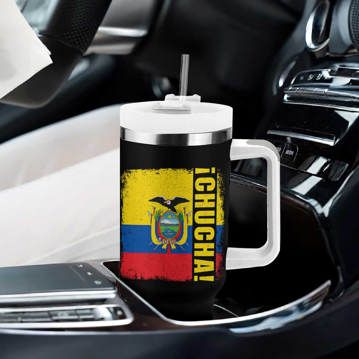 Chucha Funny Ecuadorian Slang Vintage Ecuador Flag Tumbler With Handle