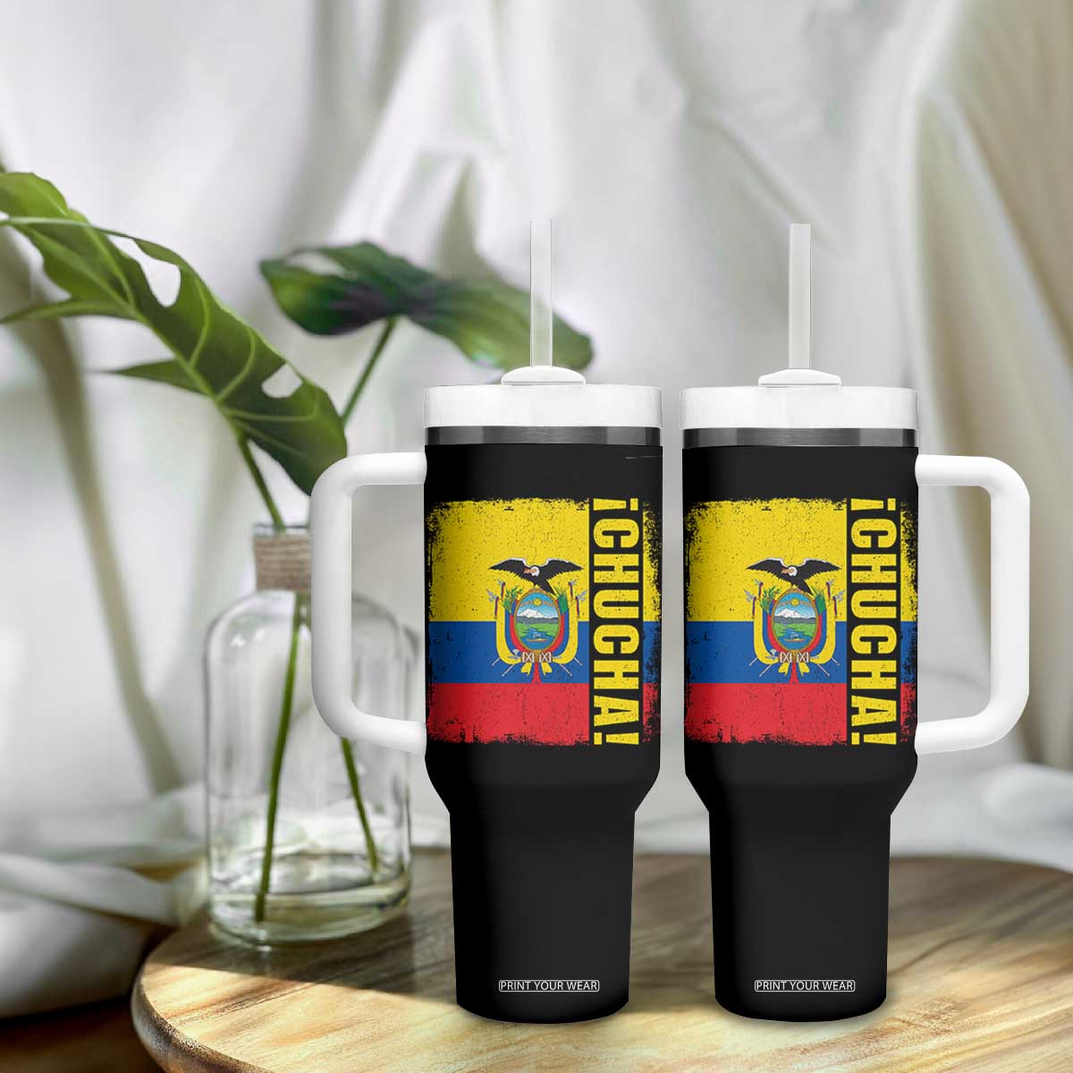 Chucha Funny Ecuadorian Slang Vintage Ecuador Flag Tumbler With Handle