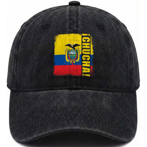 Chucha Funny Ecuadorian Slang Vintage Ecuador Flag Washed Cotton Baseball Cap