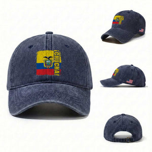 Chucha Funny Ecuadorian Slang Vintage Ecuador Flag Washed Cotton Baseball Cap