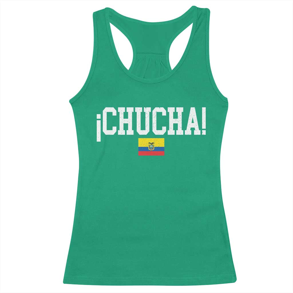 Chucha Funny Ecuadorian Slang Ecuador Flag Latino Saying Racerback Tank Top