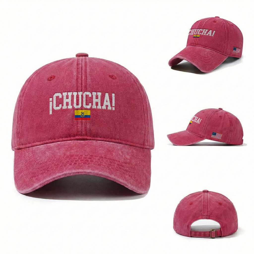 Chucha Funny Ecuadorian Slang Ecuador Flag Latino Saying Washed Cotton Baseball Cap