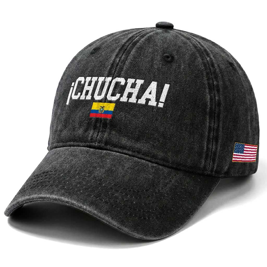 Chucha Funny Ecuadorian Slang Ecuador Flag Latino Saying Washed Cotton Baseball Cap