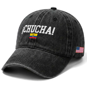 Chucha Funny Ecuadorian Slang Ecuador Flag Latino Saying Washed Cotton Baseball Cap