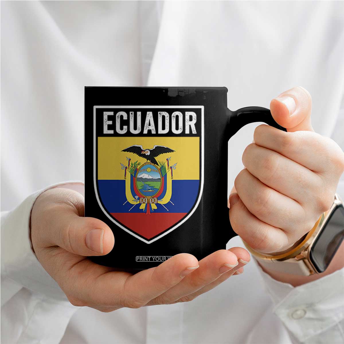 Ecuador Vintage Soccer Crest Escudo Ecuadorian Coat of Arms Coffee Mug