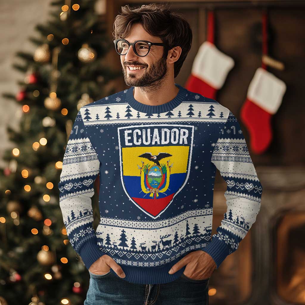 Ecuador Vintage Soccer Crest Escudo Ecuadorian Coat of Arms Ugly Christmas Sweater