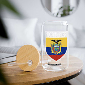 Ecuador Vintage Soccer Crest Escudo Ecuadorian Coat of Arms Glass Can