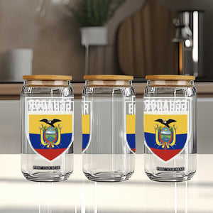 Ecuador Vintage Soccer Crest Escudo Ecuadorian Coat of Arms Glass Can