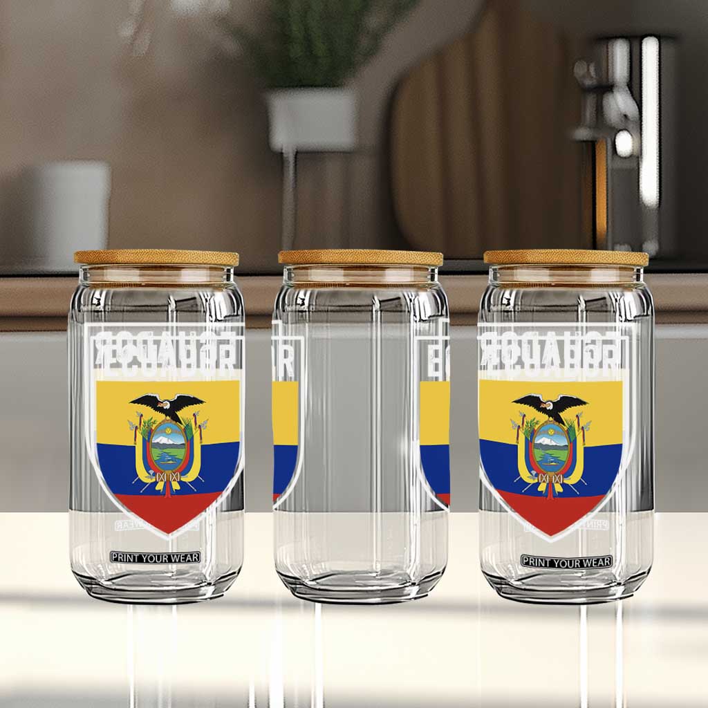 Ecuador Vintage Soccer Crest Escudo Ecuadorian Coat of Arms Glass Can