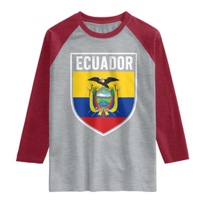 Ecuador Vintage Soccer Crest Escudo Ecuadorian Coat of Arms Raglan Shirt
