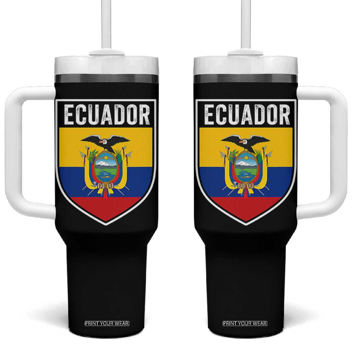 Ecuador Vintage Soccer Crest Escudo Ecuadorian Coat of Arms Tumbler With Handle TS11 One Size: 40 oz Black Print Your Wear