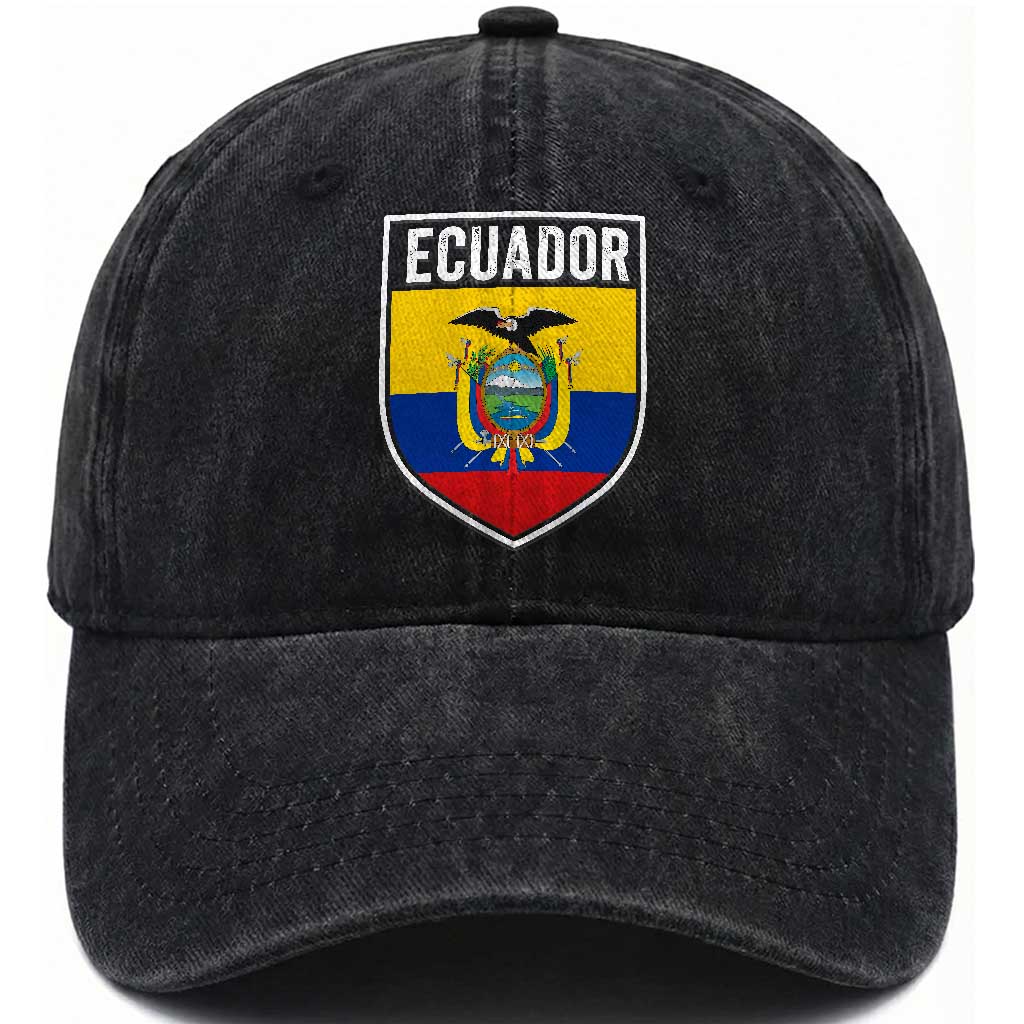 Ecuador Vintage Soccer Crest Escudo Ecuadorian Coat of Arms Washed Cotton Baseball Cap