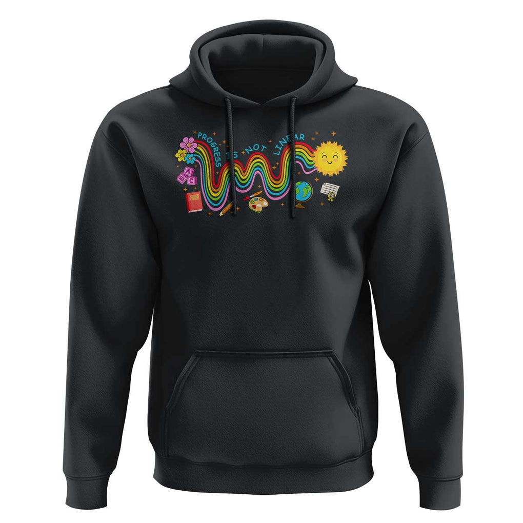 Special Education Teacher Hoodie Progress Is Not Linear Back To School Sun Flower TS11 Black Print Your Wear