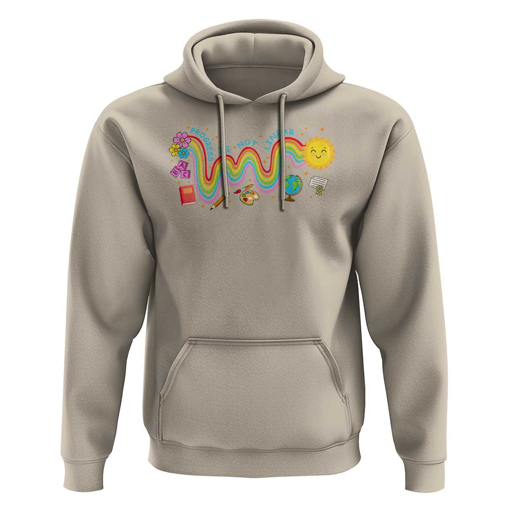 Special Education Teacher Hoodie Progress Is Not Linear Back To School Sun Flower TS11 Sand Print Your Wear