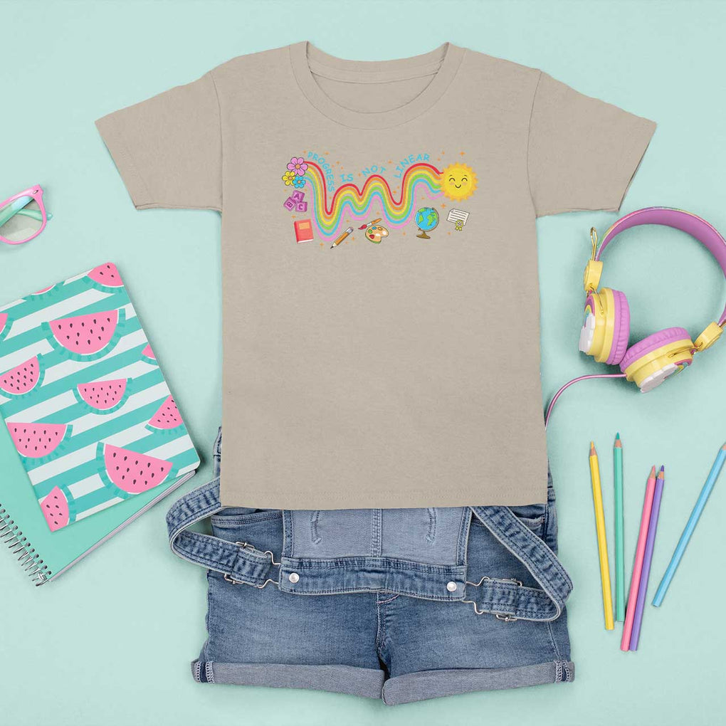 Special Education Teacher T Shirt For Kid Progress Is Not Linear Back To School Sun Flower TS11 Sand Print Your Wear
