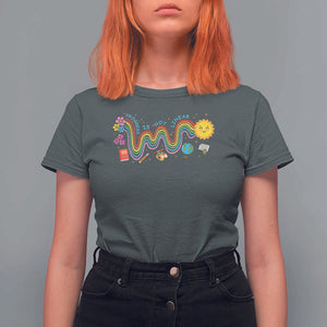 Special Education Teacher T Shirt For Women Progress Is Not Linear Back To School Sun Flower TS11 Dark Heather Print Your Wear