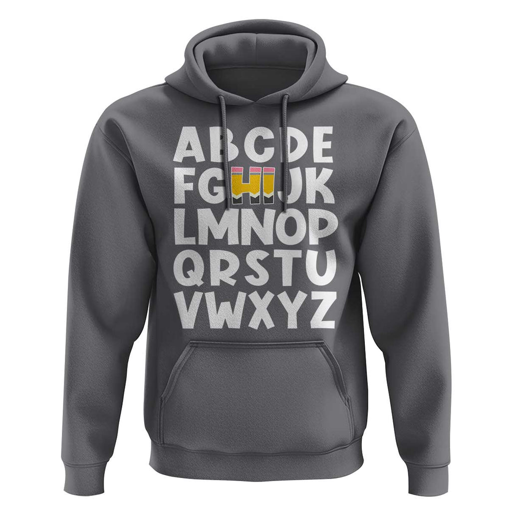 Funny Pre K Kindergarten Hoodie Hi Alphabet Back To School Teachers Pencil TS11 Charcoal Print Your Wear