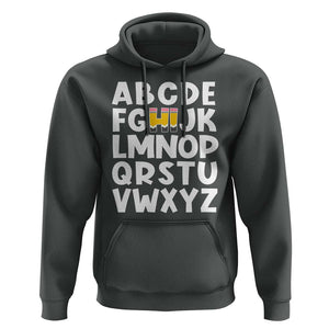 Funny Pre K Kindergarten Hoodie Hi Alphabet Back To School Teachers Pencil TS11 Dark Heather Print Your Wear