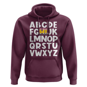 Funny Pre K Kindergarten Hoodie Hi Alphabet Back To School Teachers Pencil TS11 Maroon Print Your Wear