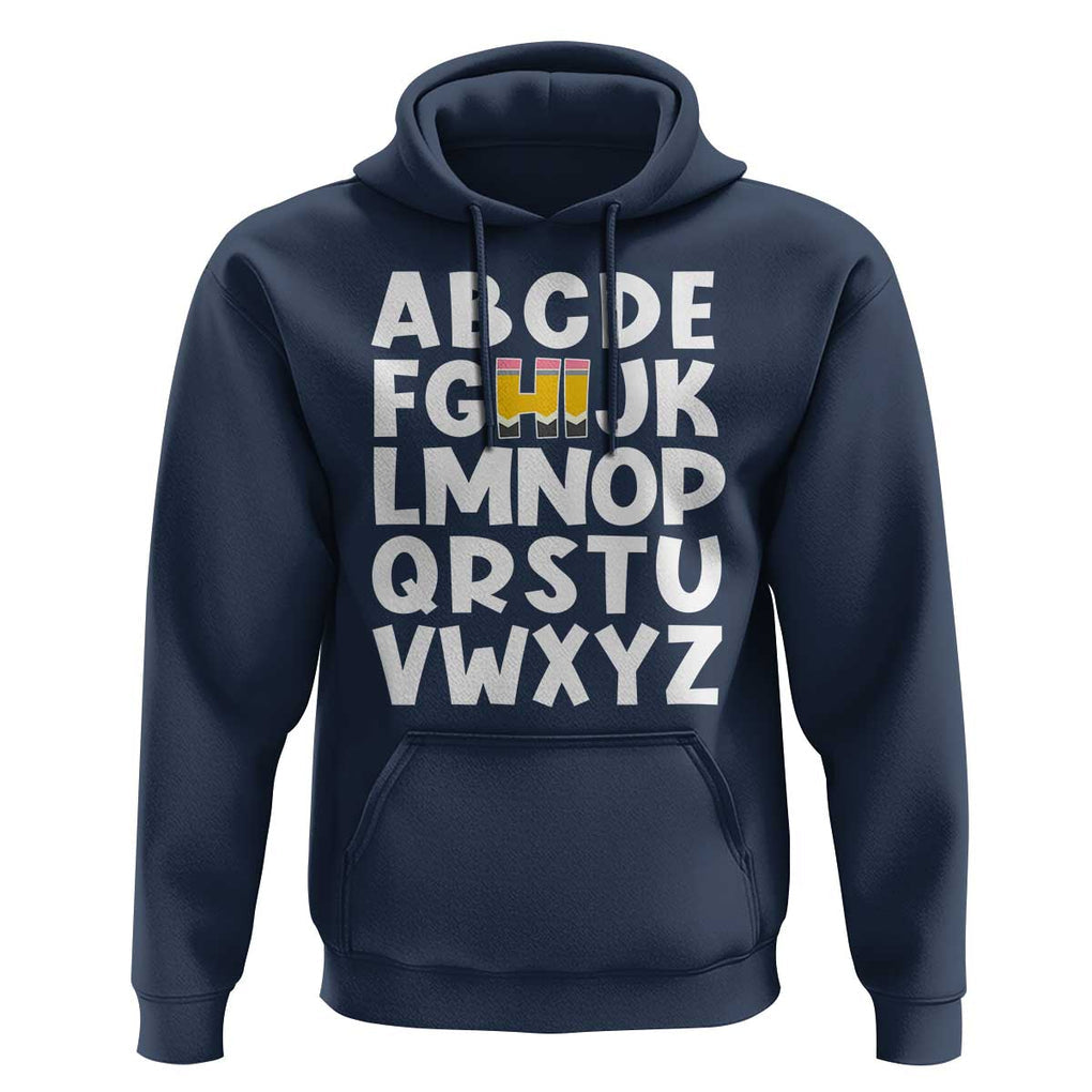 Funny Pre K Kindergarten Hoodie Hi Alphabet Back To School Teachers Pencil TS11 Navy Print Your Wear