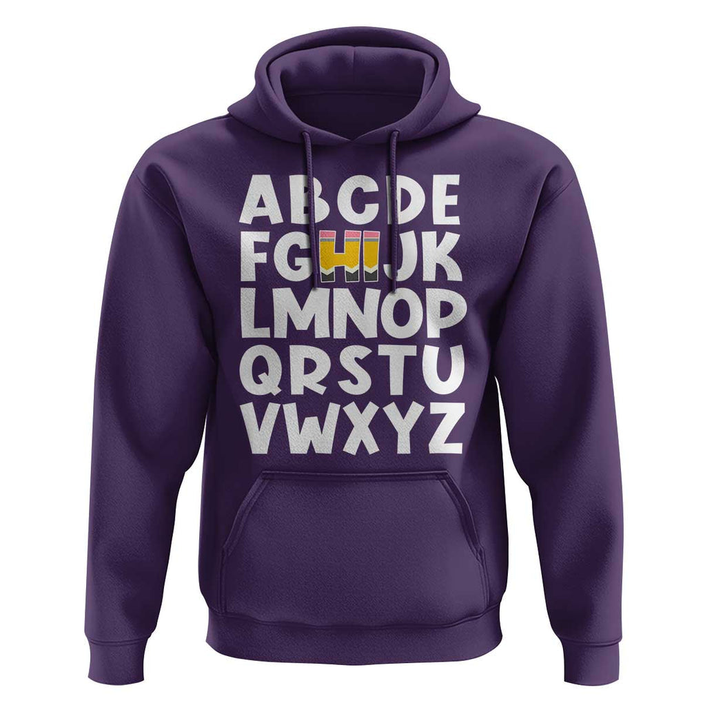 Funny Pre K Kindergarten Hoodie Hi Alphabet Back To School Teachers Pencil TS11 Purple Print Your Wear