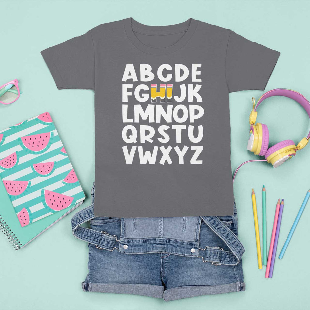 Funny Pre K Kindergarten T Shirt For Kid Hi Alphabet Back To School Teachers Pencil TS11 Charcoal Print Your Wear