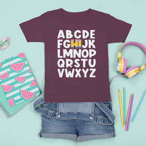 Funny Pre K Kindergarten T Shirt For Kid Hi Alphabet Back To School Teachers Pencil TS11 Maroon Print Your Wear