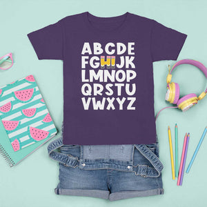 Funny Pre K Kindergarten T Shirt For Kid Hi Alphabet Back To School Teachers Pencil TS11 Purple Print Your Wear