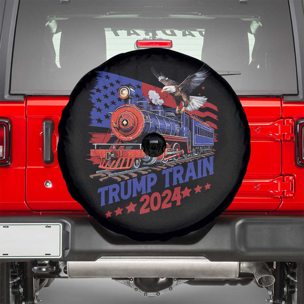 Trump Train 2024 Spare Tire Cover USA American Flag Bald Eagle TS11 Black Print Your Wear