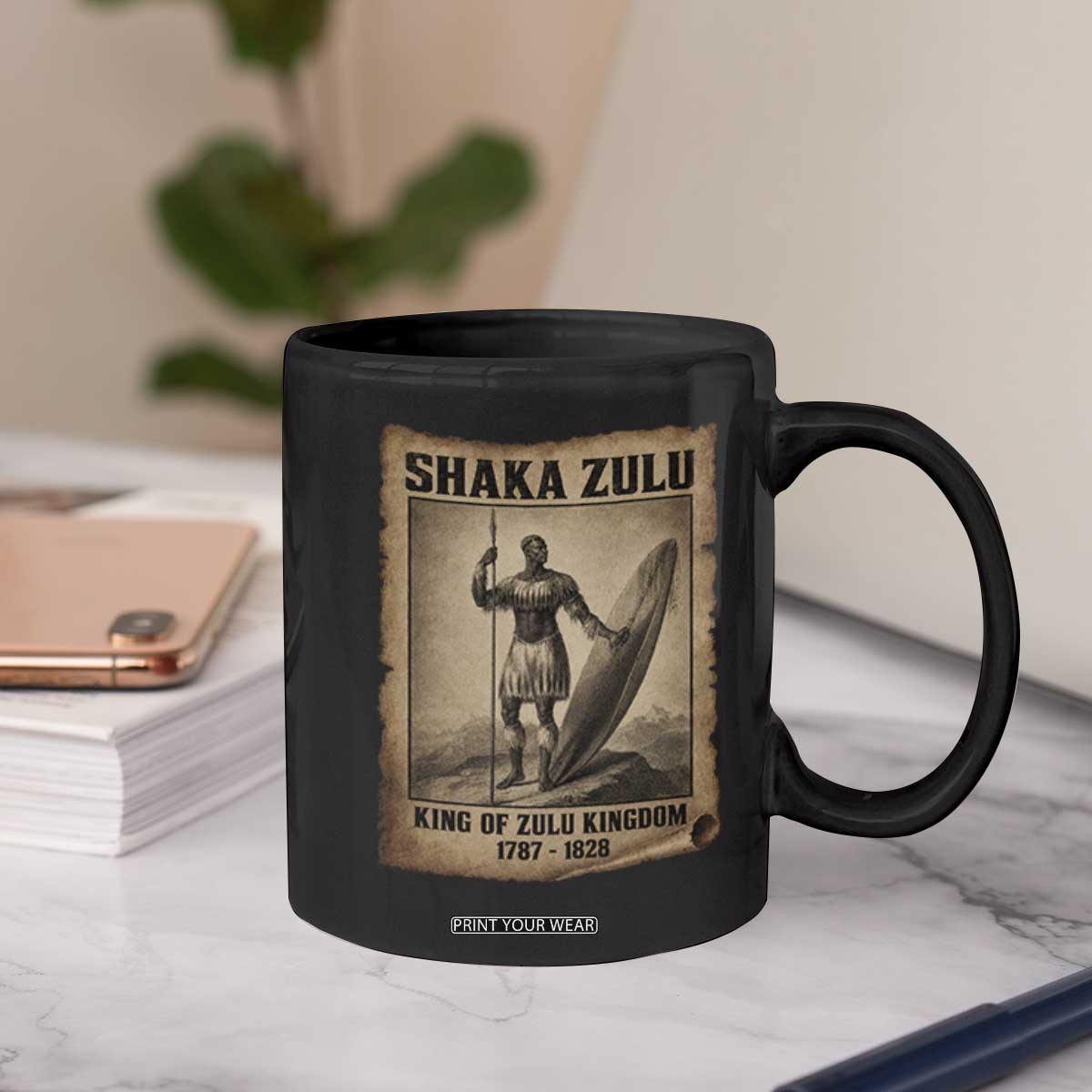 Shaka Zulu Coffee Mug King of Zulu Kingdom Indigenous African Tribe