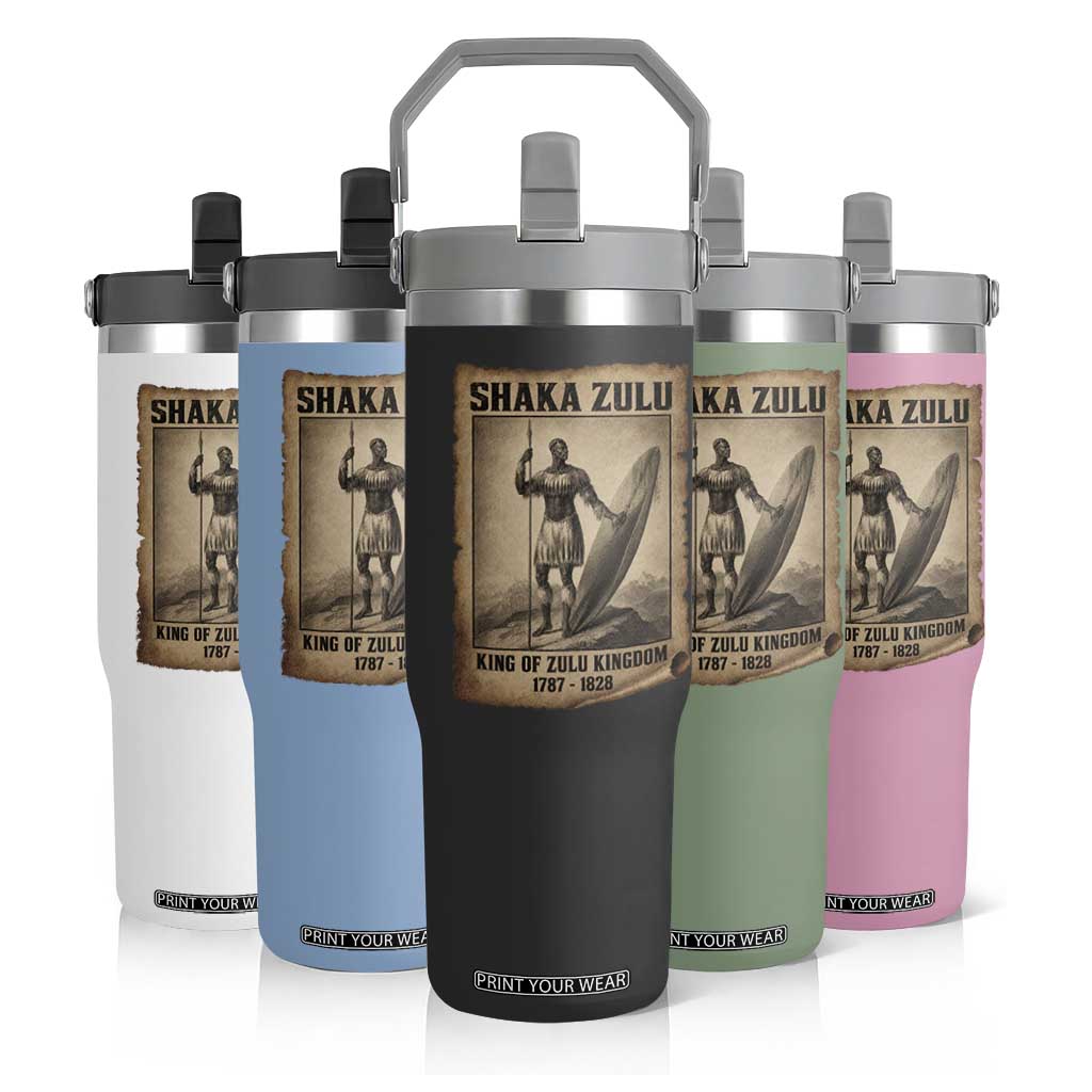 Shaka Zulu Flip Straw Tumbler King of Zulu Kingdom Indigenous African Tribe