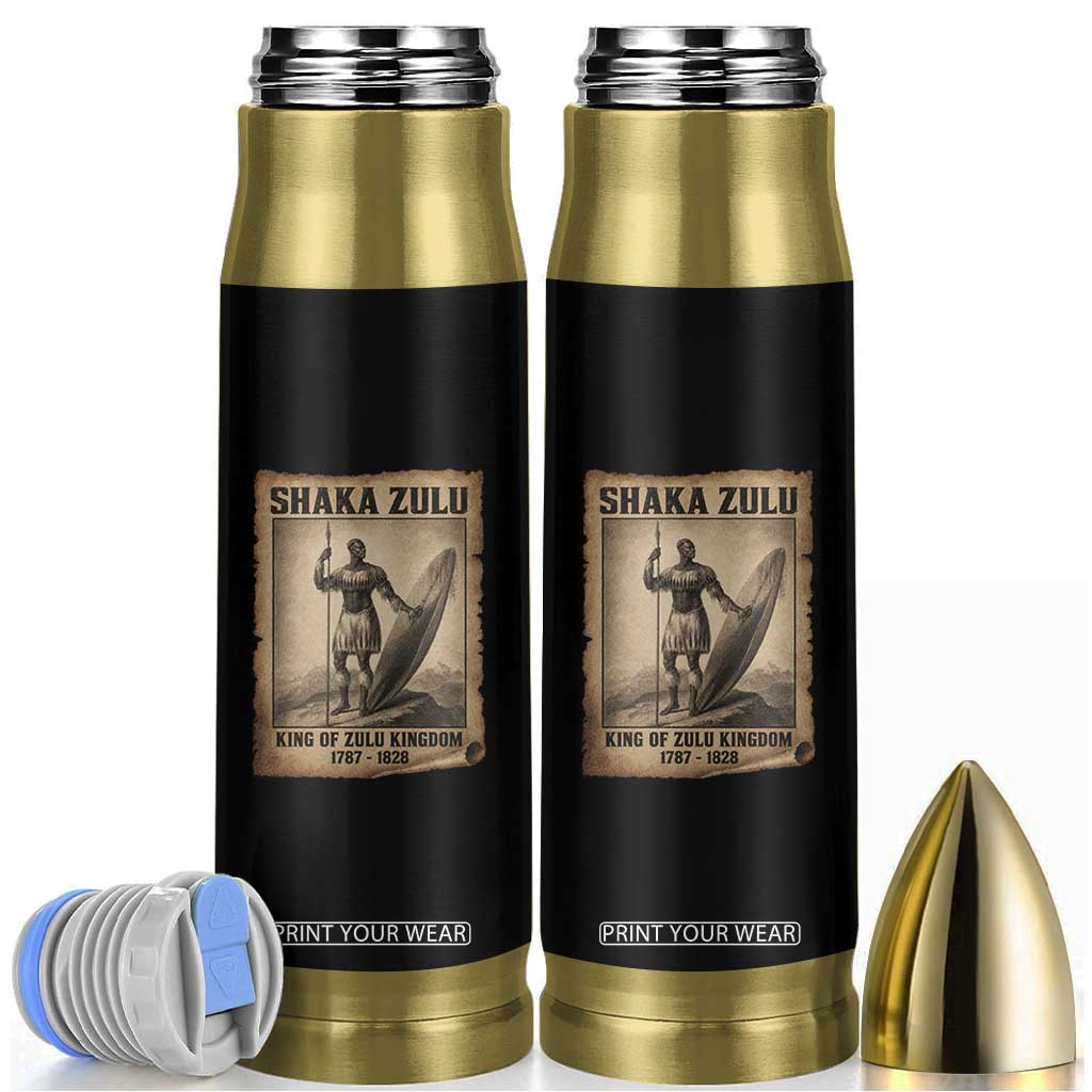 Shaka Zulu Bullet Tumbler King of Zulu Kingdom Indigenous African Tribe TS11 Black Print Your Wear
