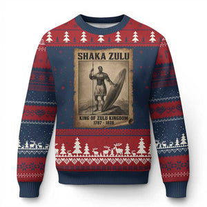Shaka Zulu Ugly Christmas Sweater King of Zulu Kingdom Indigenous African Tribe TS11 Navy Red Print Your Wear