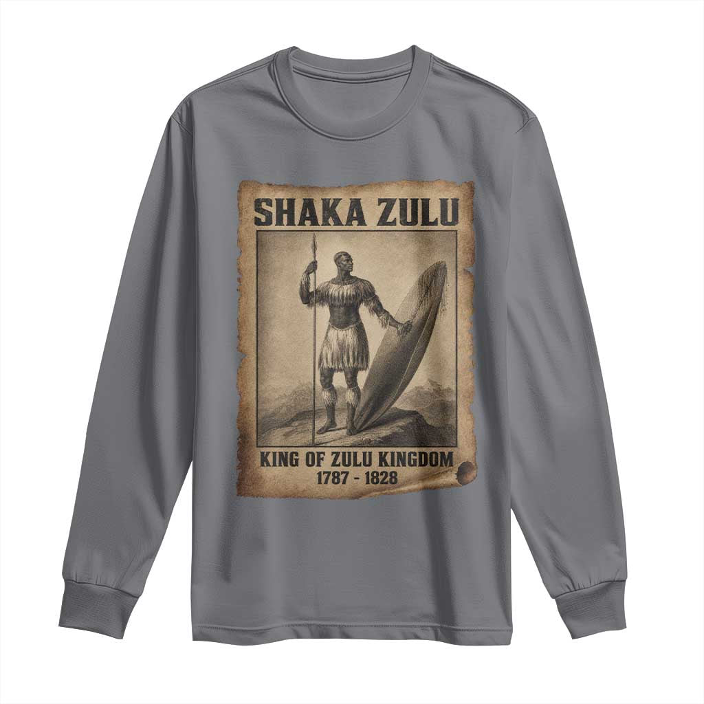 Shaka Zulu Long Sleeve Shirt King of Zulu Kingdom Indigenous African Tribe TS11 Charcoal Print Your Wear