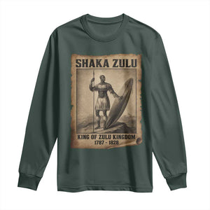 Shaka Zulu Long Sleeve Shirt King of Zulu Kingdom Indigenous African Tribe TS11 Dark Forest Green Print Your Wear