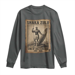 Shaka Zulu Long Sleeve Shirt King of Zulu Kingdom Indigenous African Tribe TS11 Dark Heather Print Your Wear