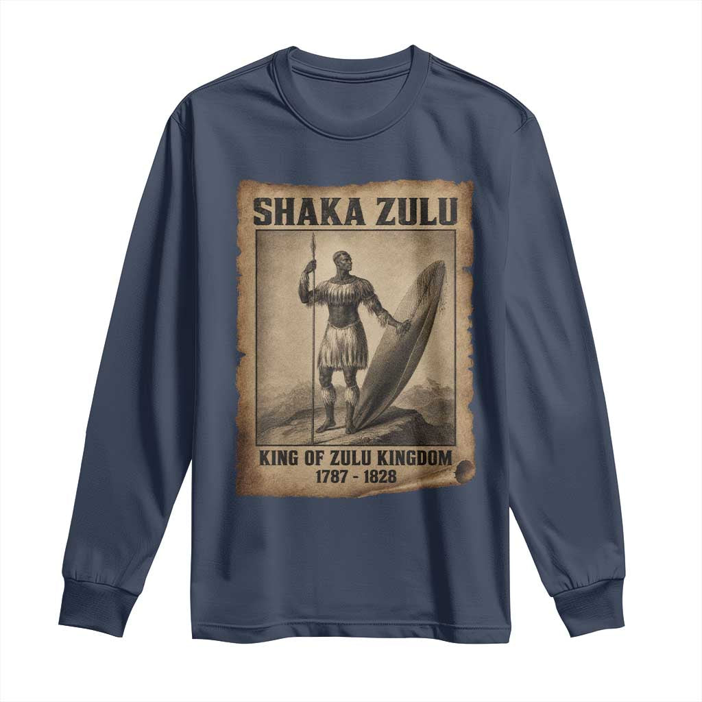 Shaka Zulu Long Sleeve Shirt King of Zulu Kingdom Indigenous African Tribe TS11 Navy Print Your Wear