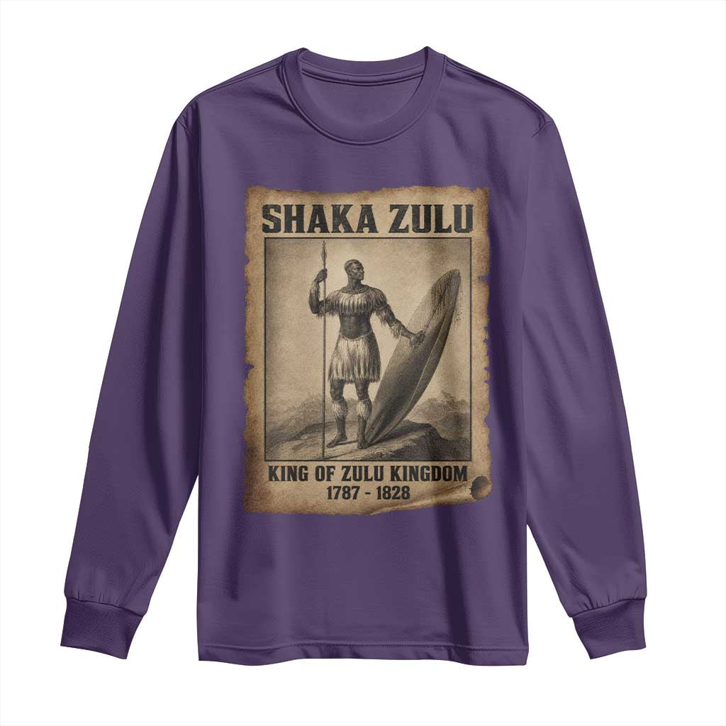 Shaka Zulu Long Sleeve Shirt King of Zulu Kingdom Indigenous African Tribe TS11 Purple Print Your Wear