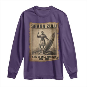 Shaka Zulu Long Sleeve Shirt King of Zulu Kingdom Indigenous African Tribe TS11 Purple Print Your Wear