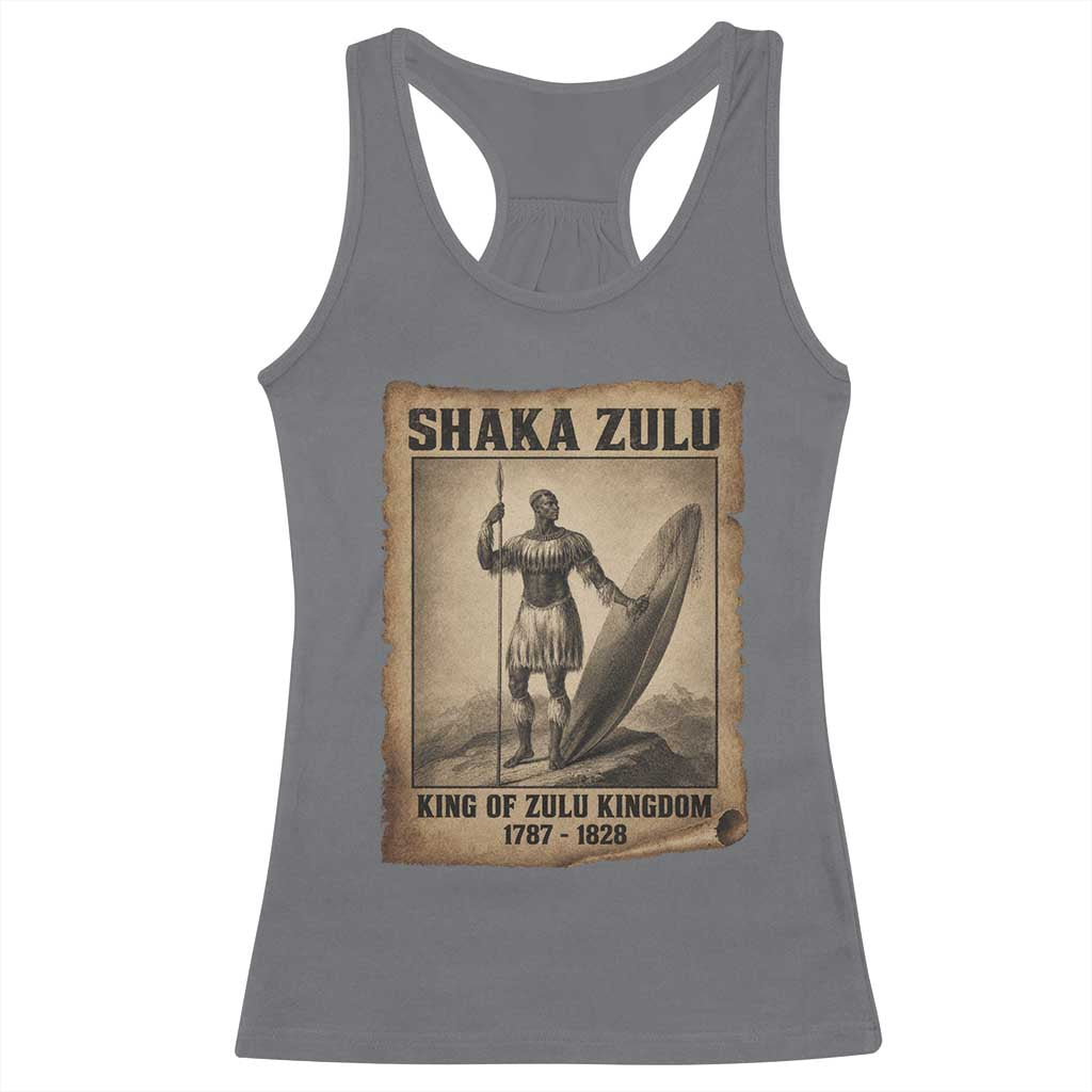 Shaka Zulu Racerback Tank Top King of Zulu Kingdom Indigenous African Tribe TS11 Charcoal Print Your Wear