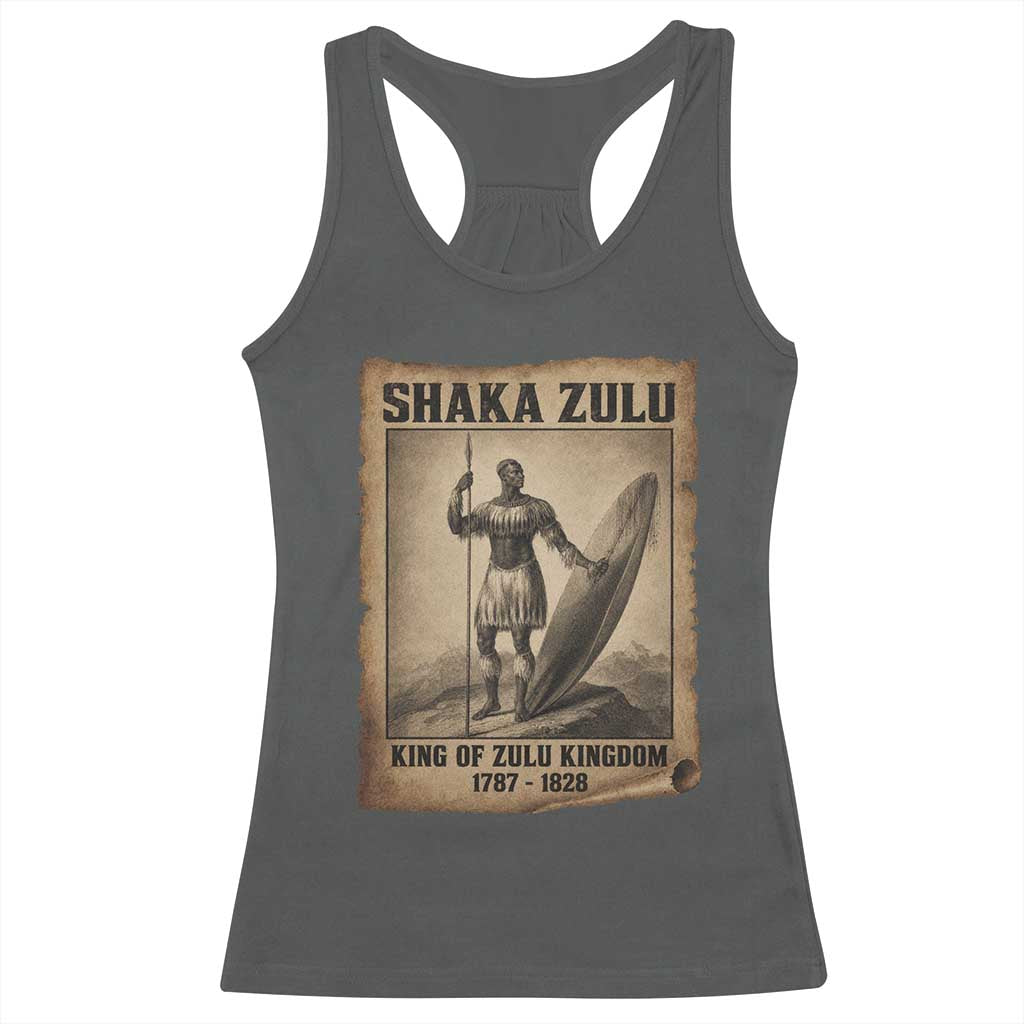 Shaka Zulu Racerback Tank Top King of Zulu Kingdom Indigenous African Tribe TS11 Dark Heather Print Your Wear