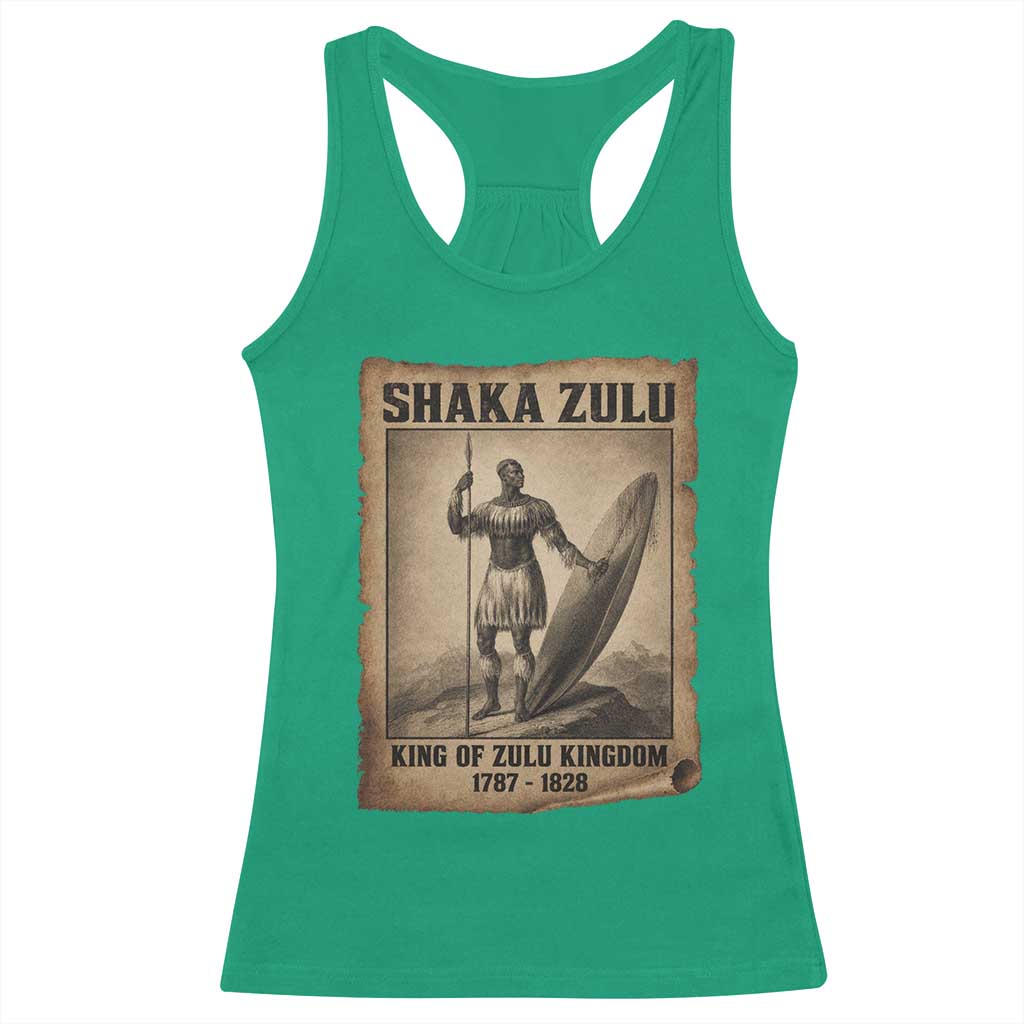 Shaka Zulu Racerback Tank Top King of Zulu Kingdom Indigenous African Tribe TS11 Irish Green Print Your Wear