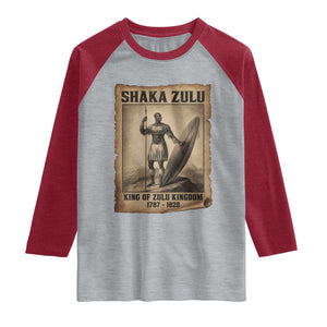 Shaka Zulu Raglan Shirt King of Zulu Kingdom Indigenous African Tribe TS11 Heather Gray Heather Red Print Your Wear