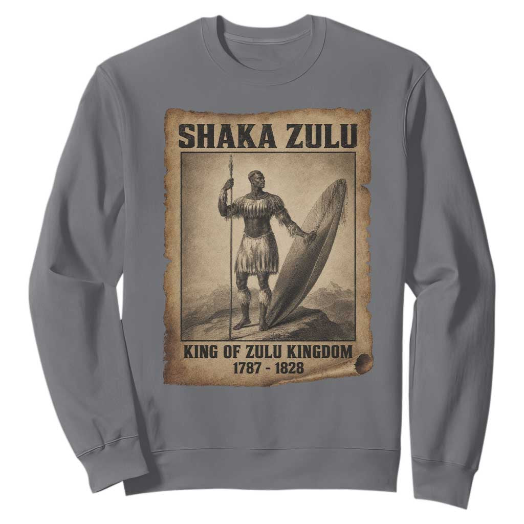 Shaka Zulu Sweatshirt King of Zulu Kingdom Indigenous African Tribe TS11 Charcoal Print Your Wear