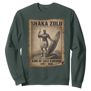 Shaka Zulu Sweatshirt King of Zulu Kingdom Indigenous African Tribe TS11 Dark Forest Green Print Your Wear