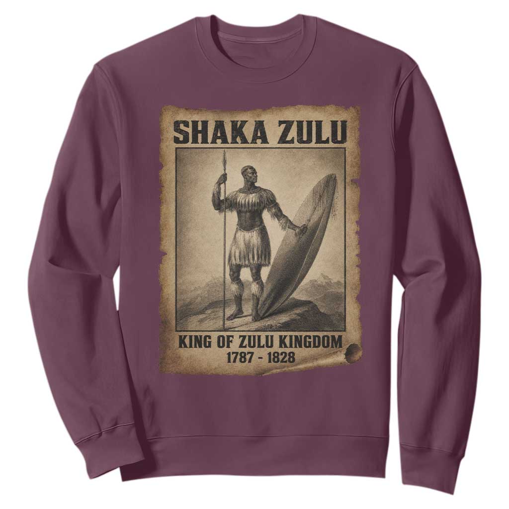 Shaka Zulu Sweatshirt King of Zulu Kingdom Indigenous African Tribe TS11 Maroon Print Your Wear