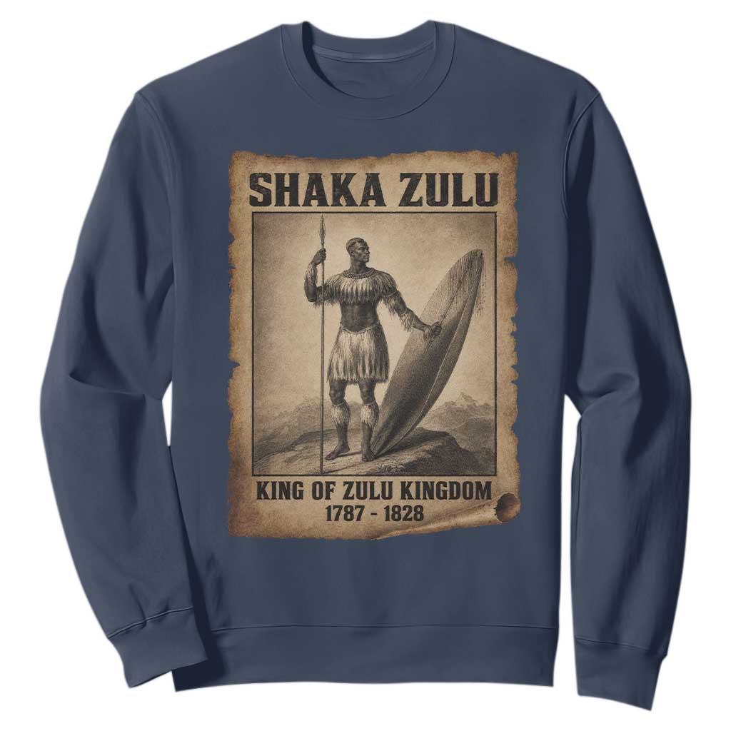 Shaka Zulu Sweatshirt King of Zulu Kingdom Indigenous African Tribe TS11 Navy Print Your Wear