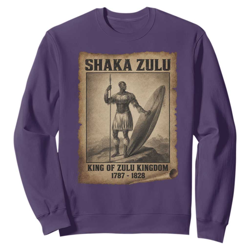 Shaka Zulu Sweatshirt King of Zulu Kingdom Indigenous African Tribe TS11 Purple Print Your Wear